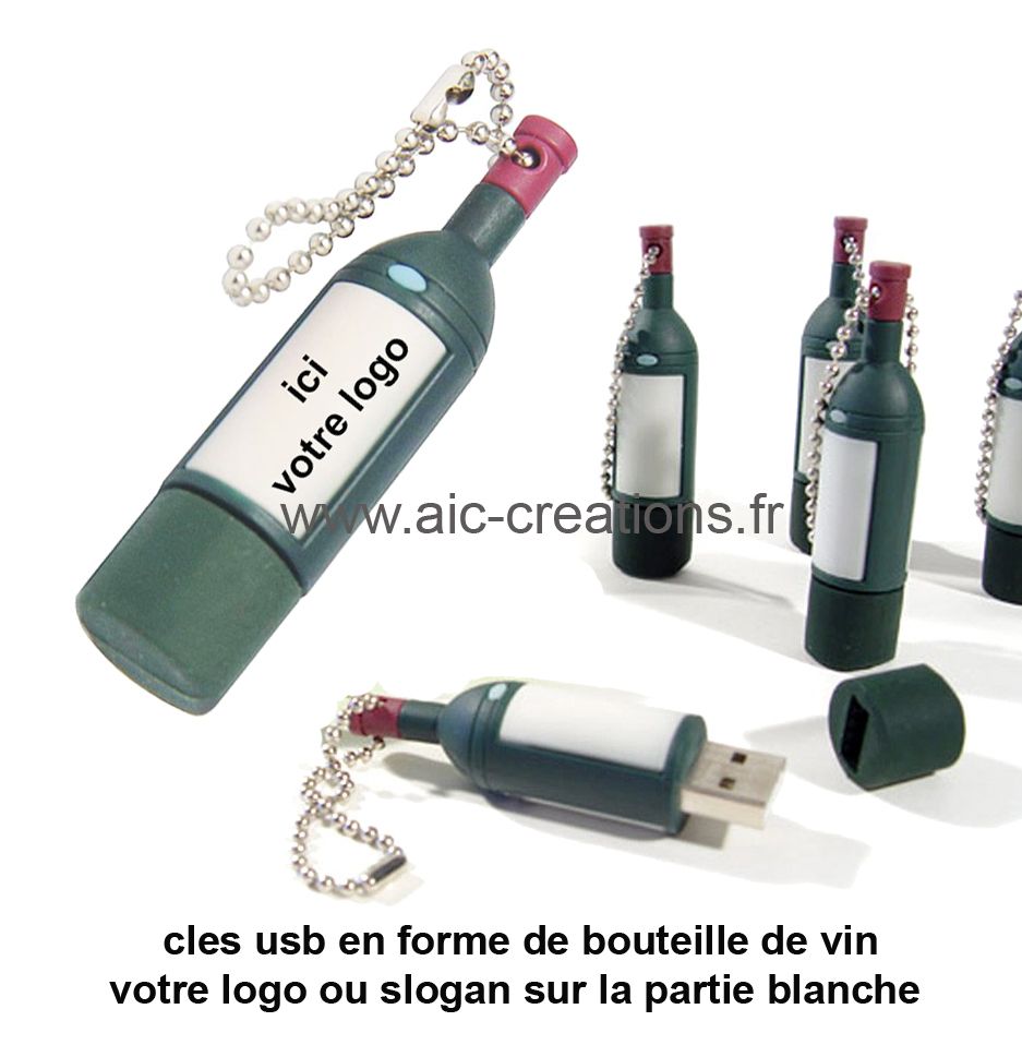 cles usb 3D sur mesure en forme de bouteille de vin avec personnalisation, fabricant de clés usb, clés usb bouteille de vin