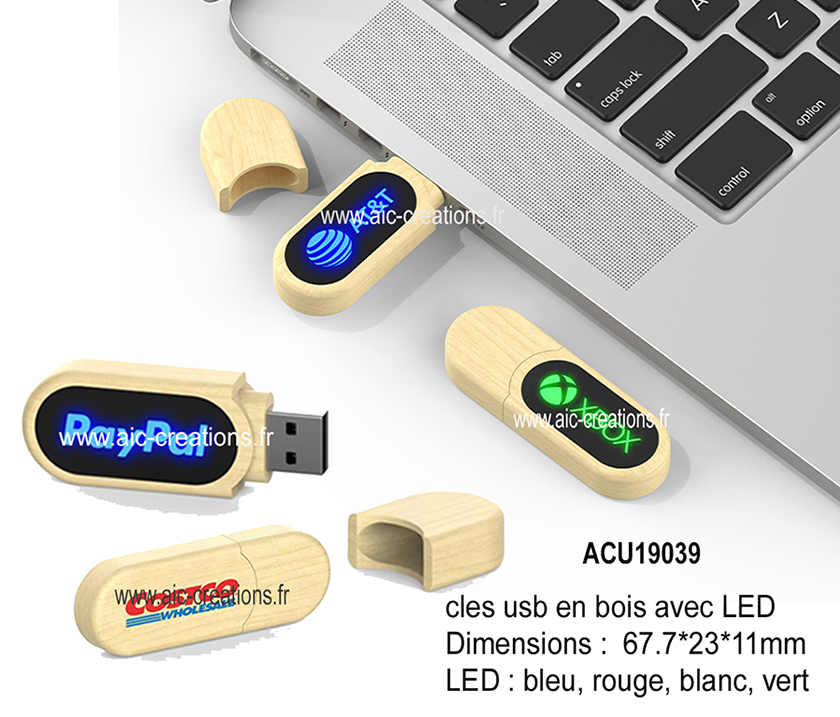 cles usb en bois avec LED, le cadeau idéal pour vos clients, collaborateurs, cadeaux d'affaires