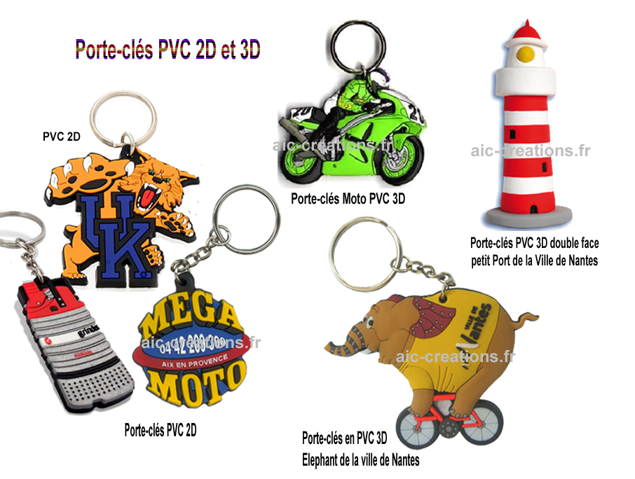 fabrication de porte-clés PVC 2D et 3D, porte-clés publicitaires PVC, porte-clés PVC fabriqués sur mesure