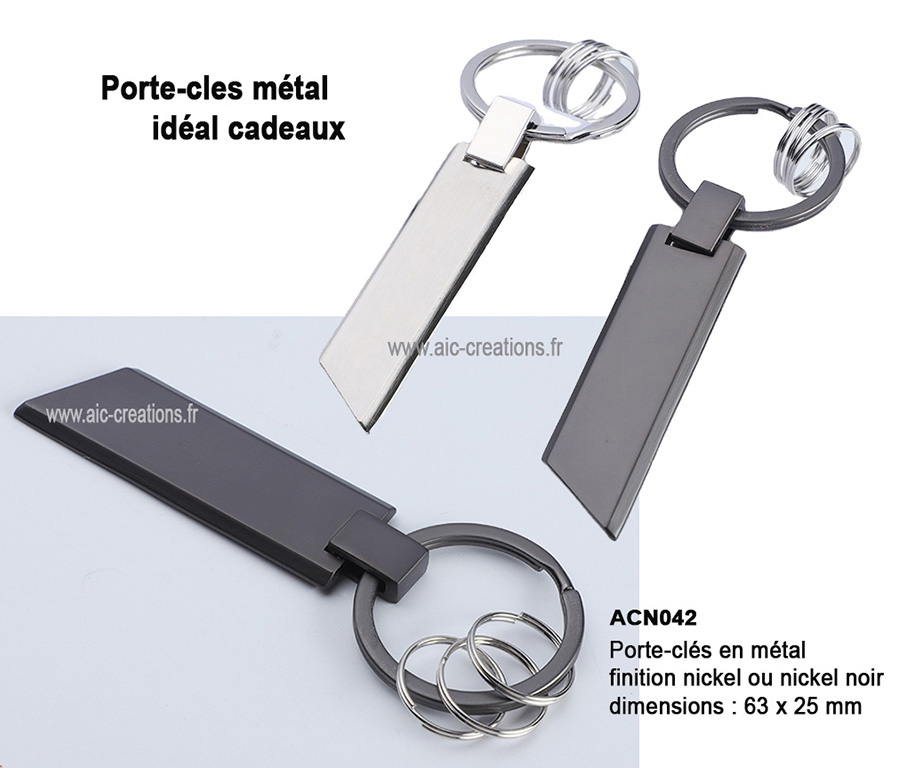 porte-cles pour vos cadeaux d'affaires, porte-clés metal rectangulaire et multi anneaux, porte-clés personalisables