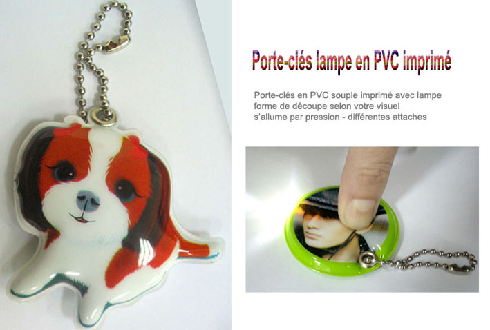 porte-cles publicitaires EN pvc avec lampe, fabrication de porte-clés en pvc souple avec lampe