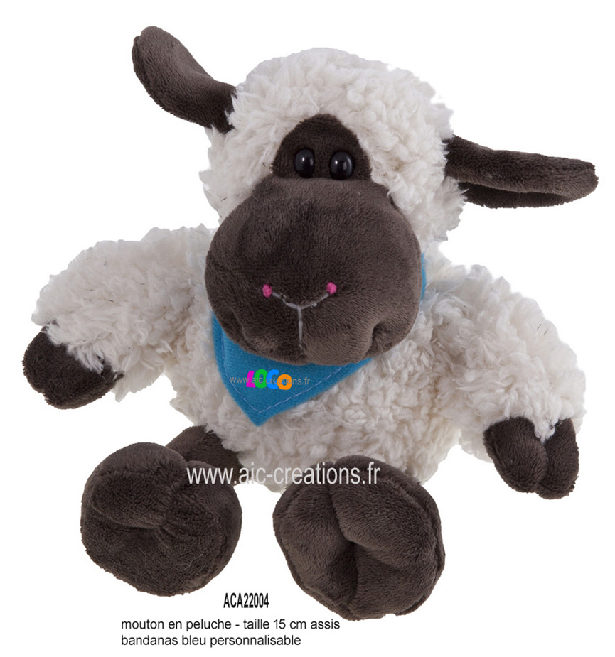mouton en peluche, peluche publicitaire, mouton en peluche bandanas personnalisable,  cadeaux, CE, enfants, jeux, jouets,peluches