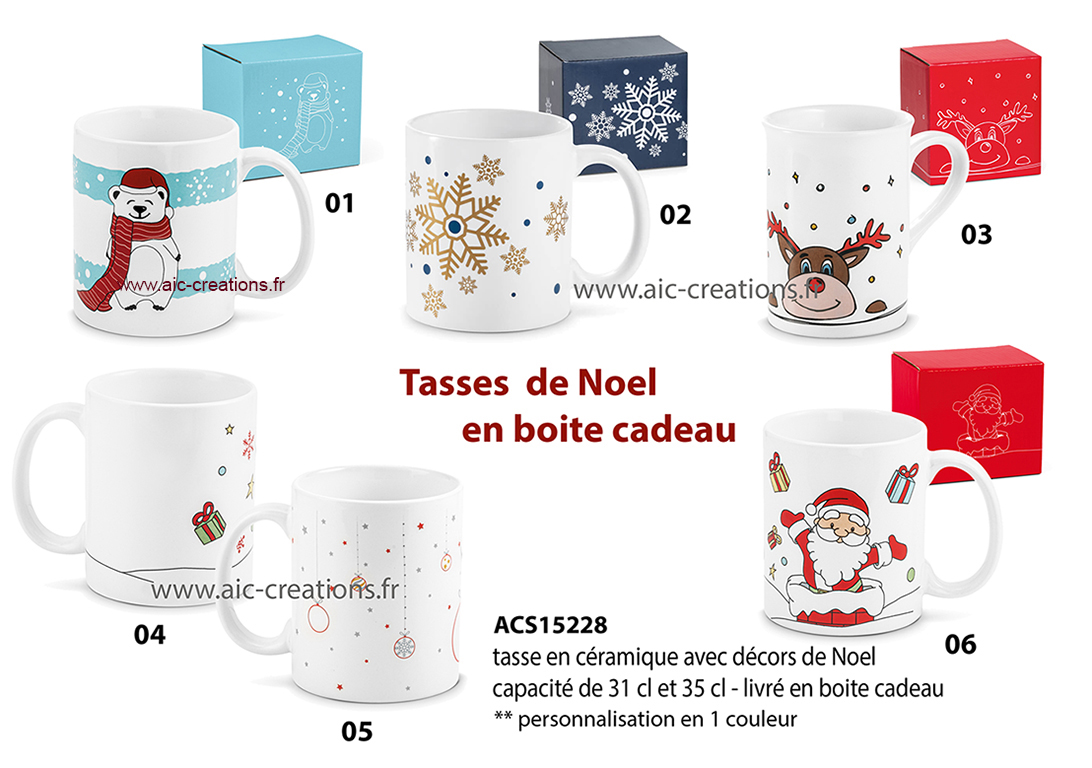 mugs et tasses de Noel, décorations de Noel