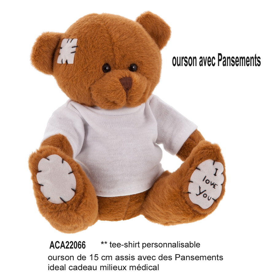 ourson avec Pansements, idéal cadeau milieu médical, ours en peluche, ours en peluche 15 cm personnalisable, cadeaux, 