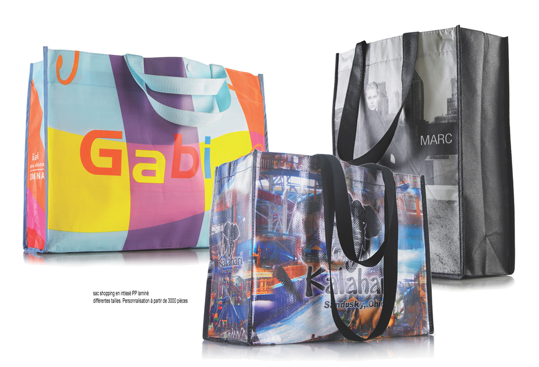 sac shopping publicitaire, sac shopping bio,sac PP  intissé laminé, sac boutique, sac mode, bagagerie publicitaire